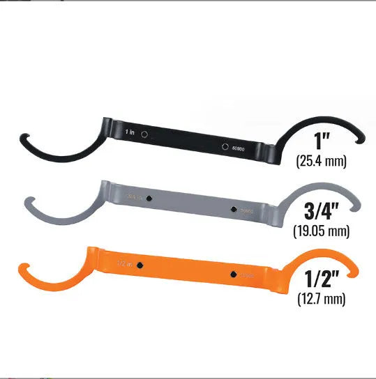 H251 magnetic suction crescent wrench three-piece set with orange, grey and black colour-coded handles