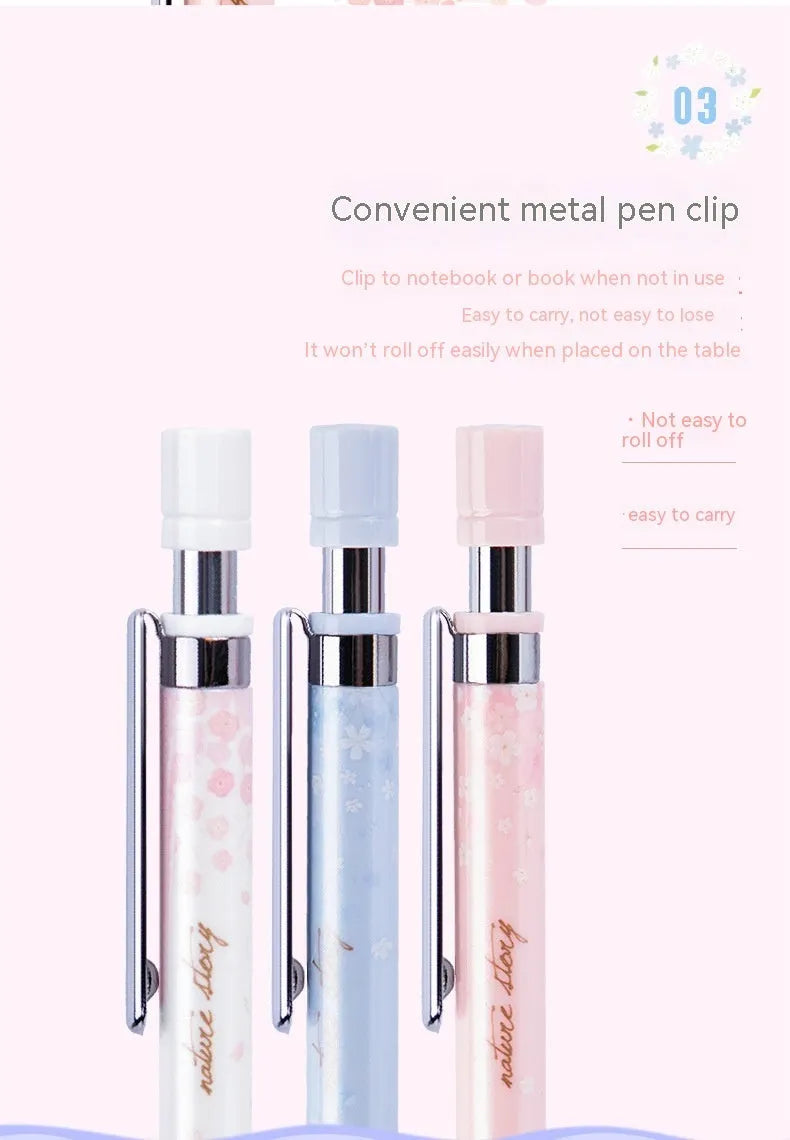 Set of three cartoon-style 0.5mm automatic pencils and boxes of HB lead refills.