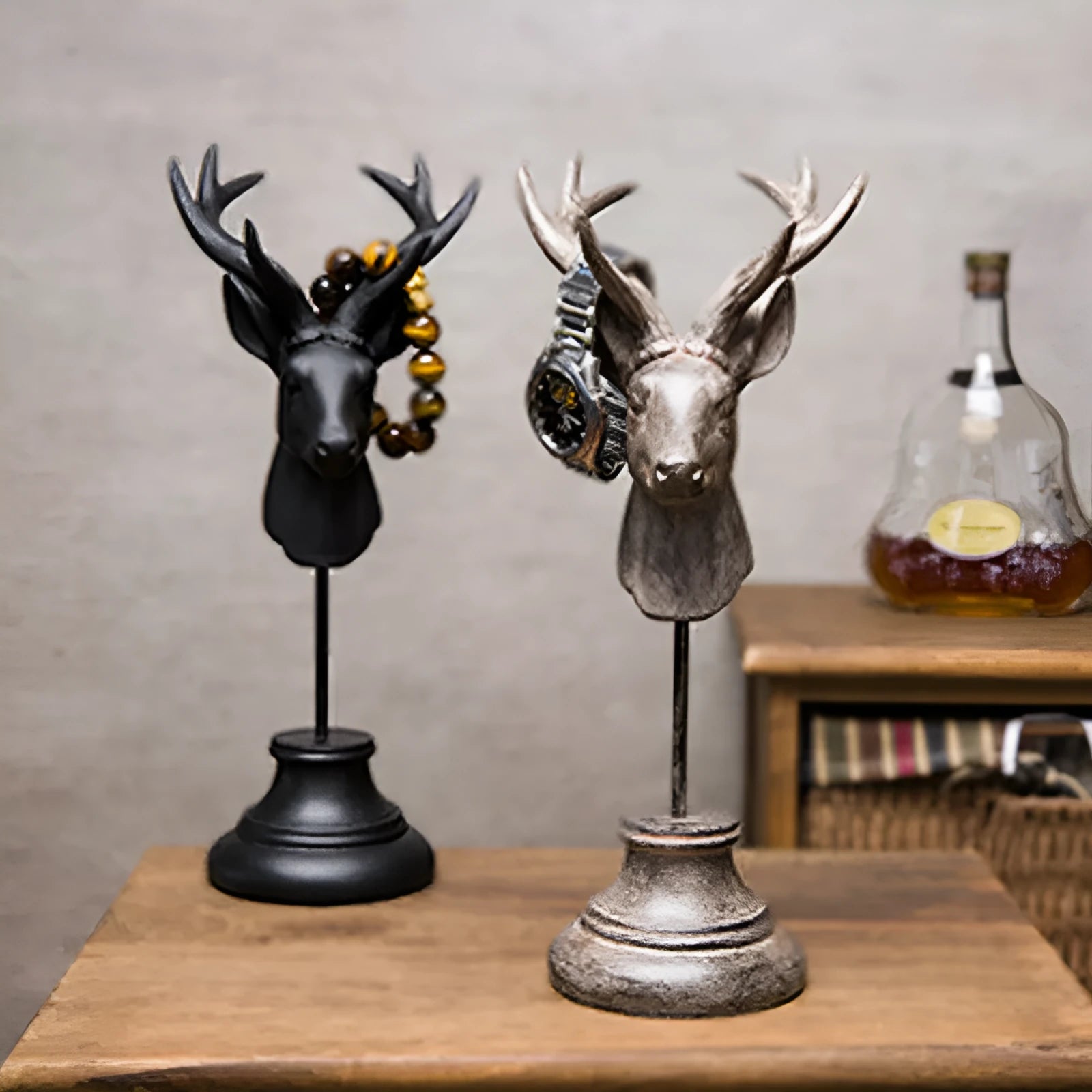 Natural resin animal model decorative centrepiece in black, white and wood colour options
