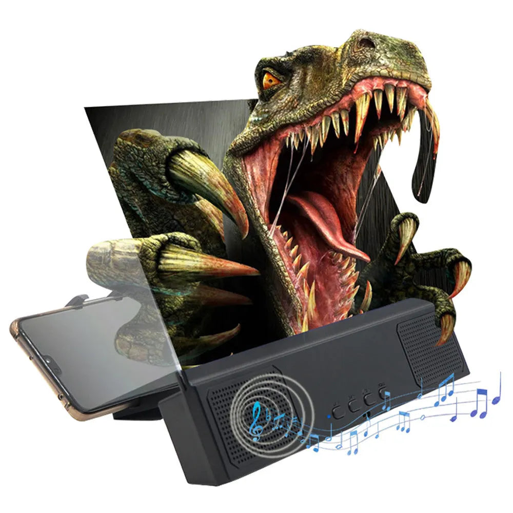 L2 mobile phone screen amplifier with 12-inch acrylic lens and Bluetooth 3.0 audio on a desk