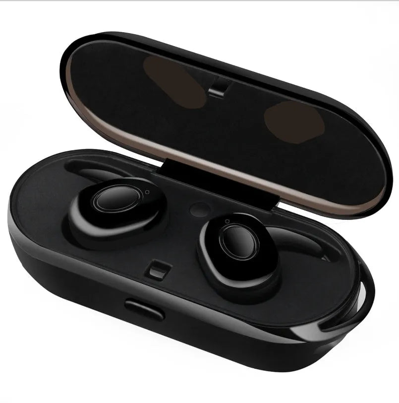 Bluetooth headset noise reduction HiFi stereo mini sports wireless earbuds in-ear with microphone black