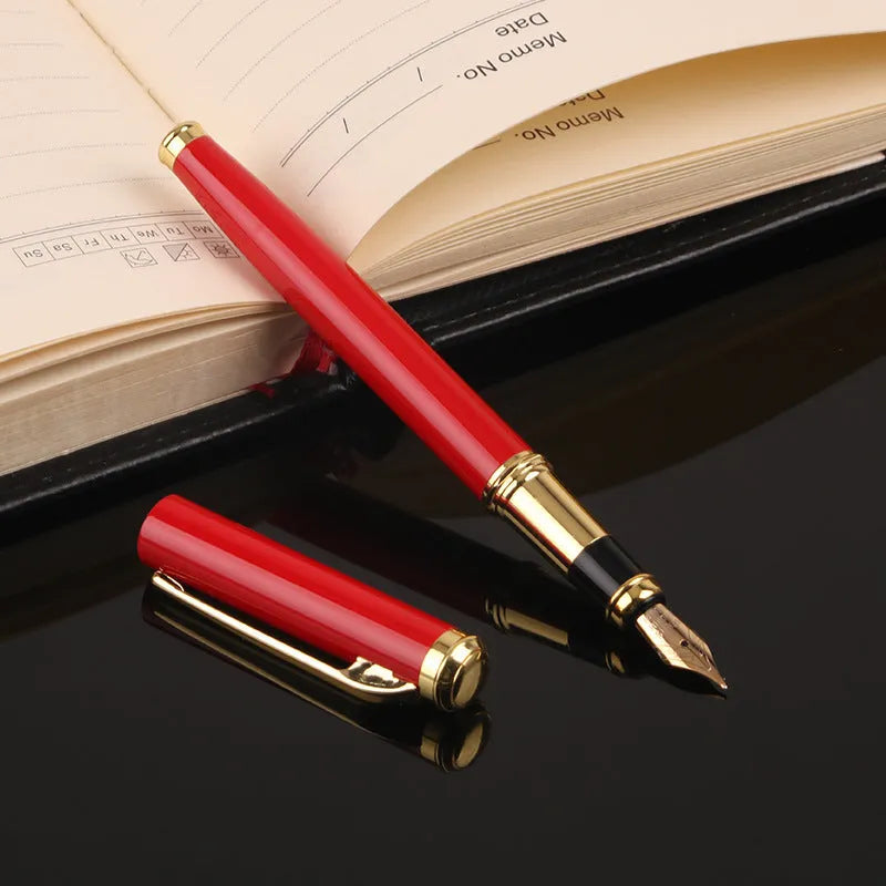 Black and red metal fountain pen with 0.5mm iridium nib for business writing and gift giving