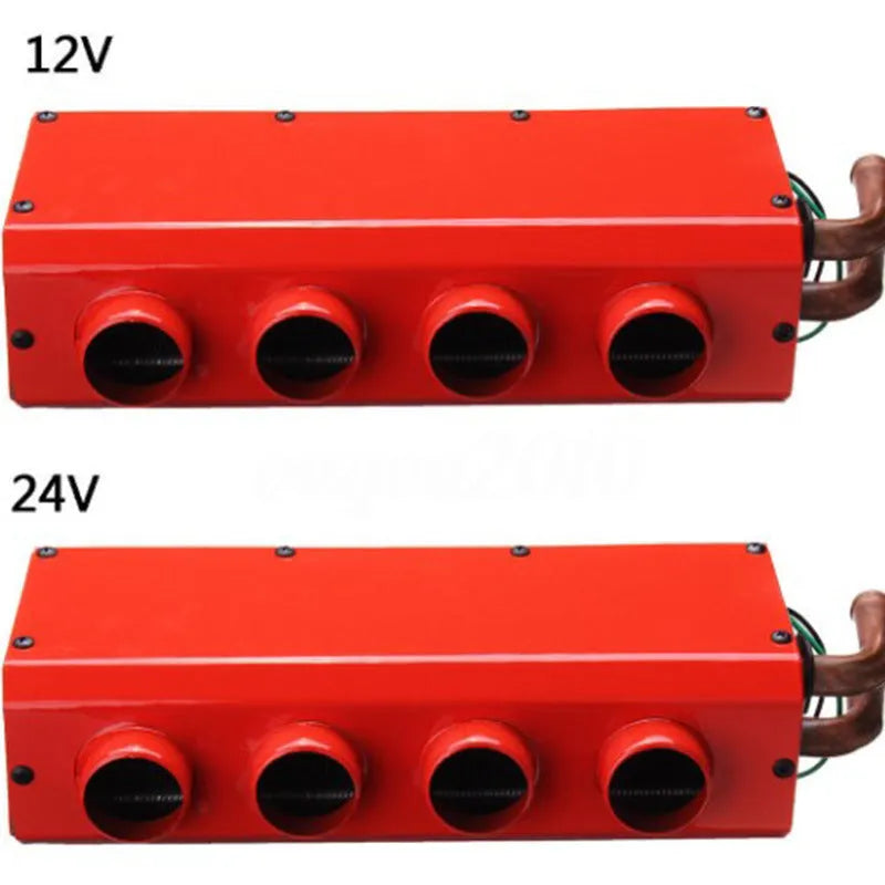 Metal automotive heater with copper pipe connections for 12V 24V vehicle installation