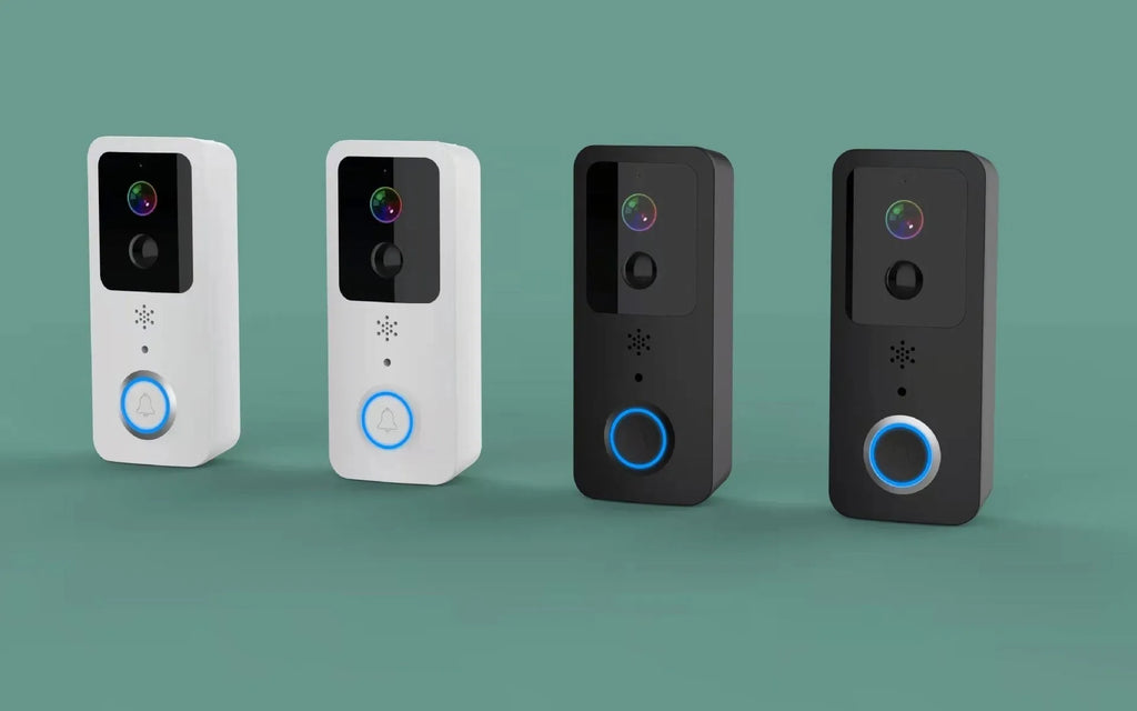 White waterproof HD visual doorbell with intercom, camera, and 18650 battery for home security