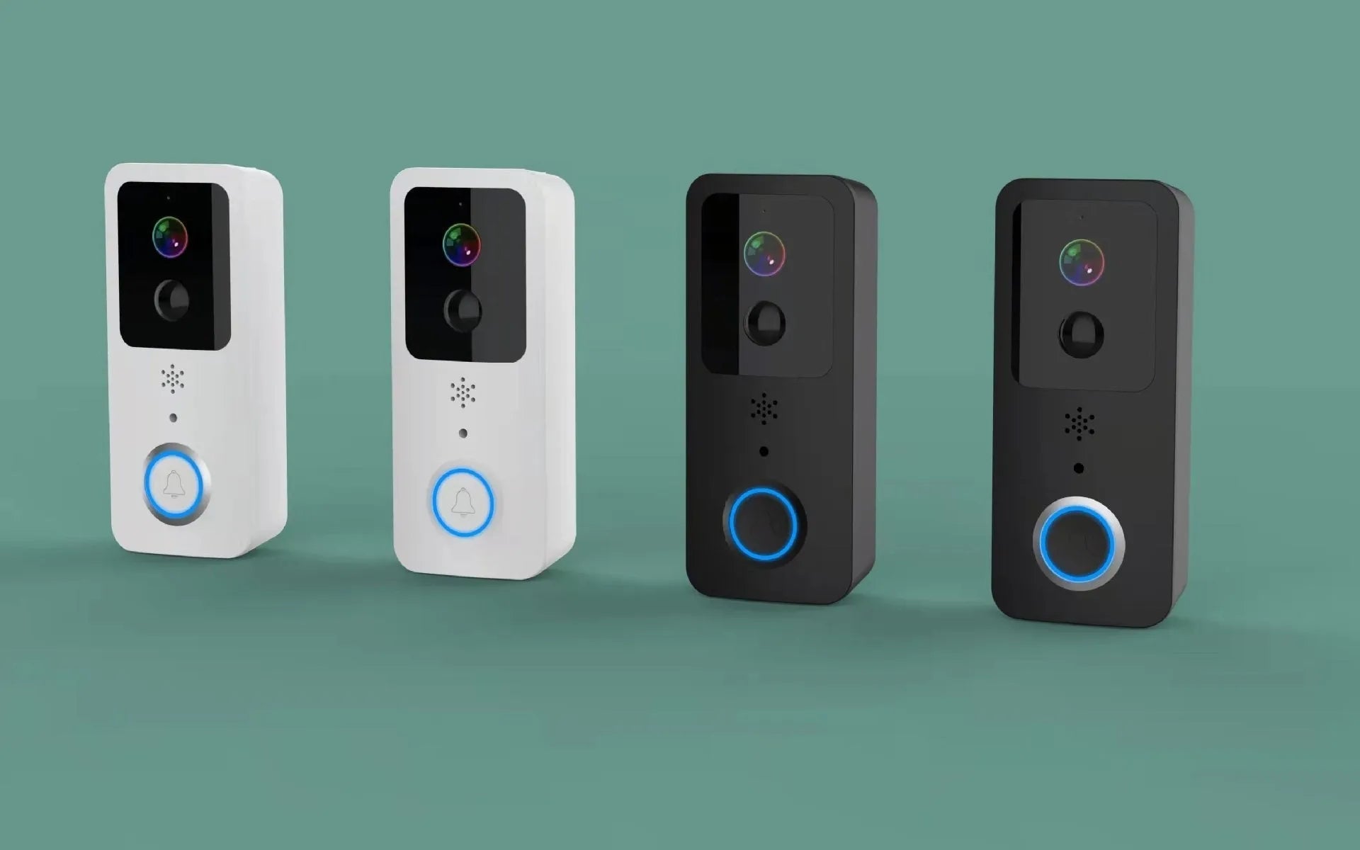 White waterproof HD visual doorbell with intercom, camera, and 18650 battery for home security