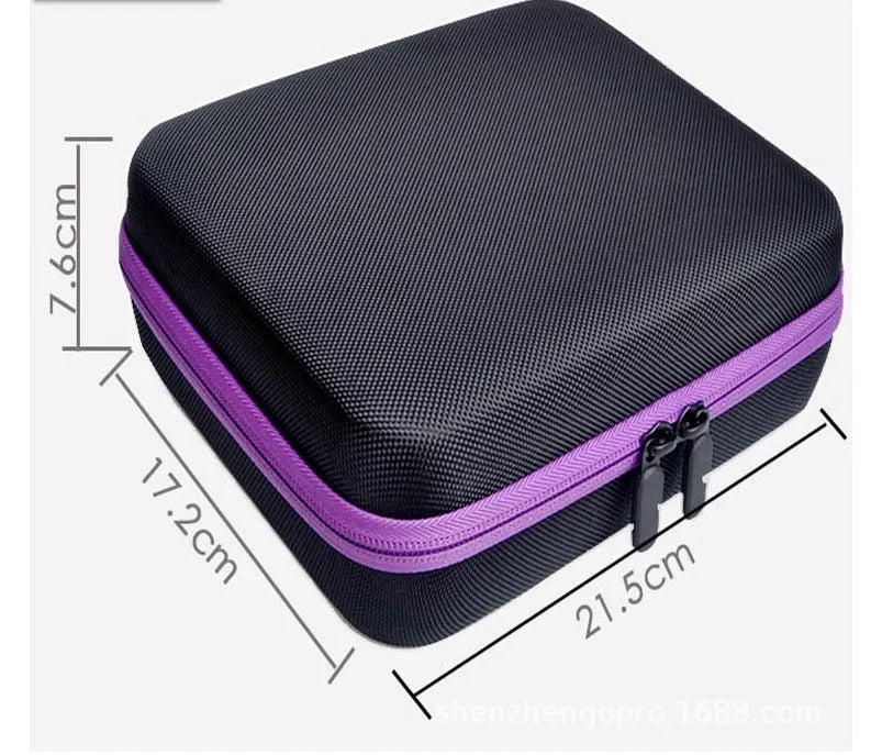 Red EVA essential oil storage bag with 30 compartments for 15ml bottles wall mounted cube organiser