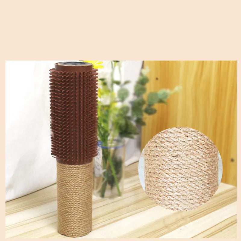 Brown sisal cat scratching post measuring 30cm tall with four scratching surfaces
