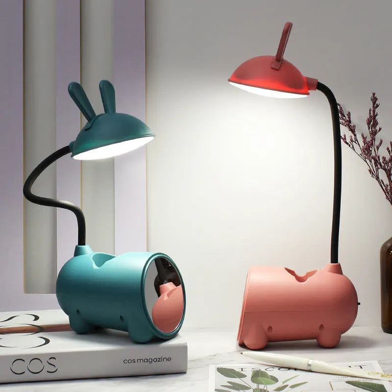 Cartoon design desk lamp with built-in pen container in green colour