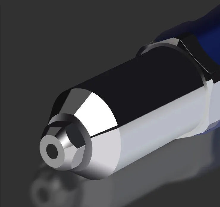 Electric rivet gun with auxiliary grip, 160mm length, carbon steel and plastic construction, blue and black colour