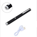 Green 5mW laser pointer pen in presentation use showing visible beam