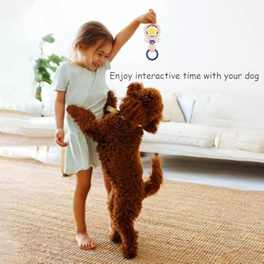 Interactive dog toy set – durable chew toys for aggressive chewers, squeaky and dental toys for large breeds, pink