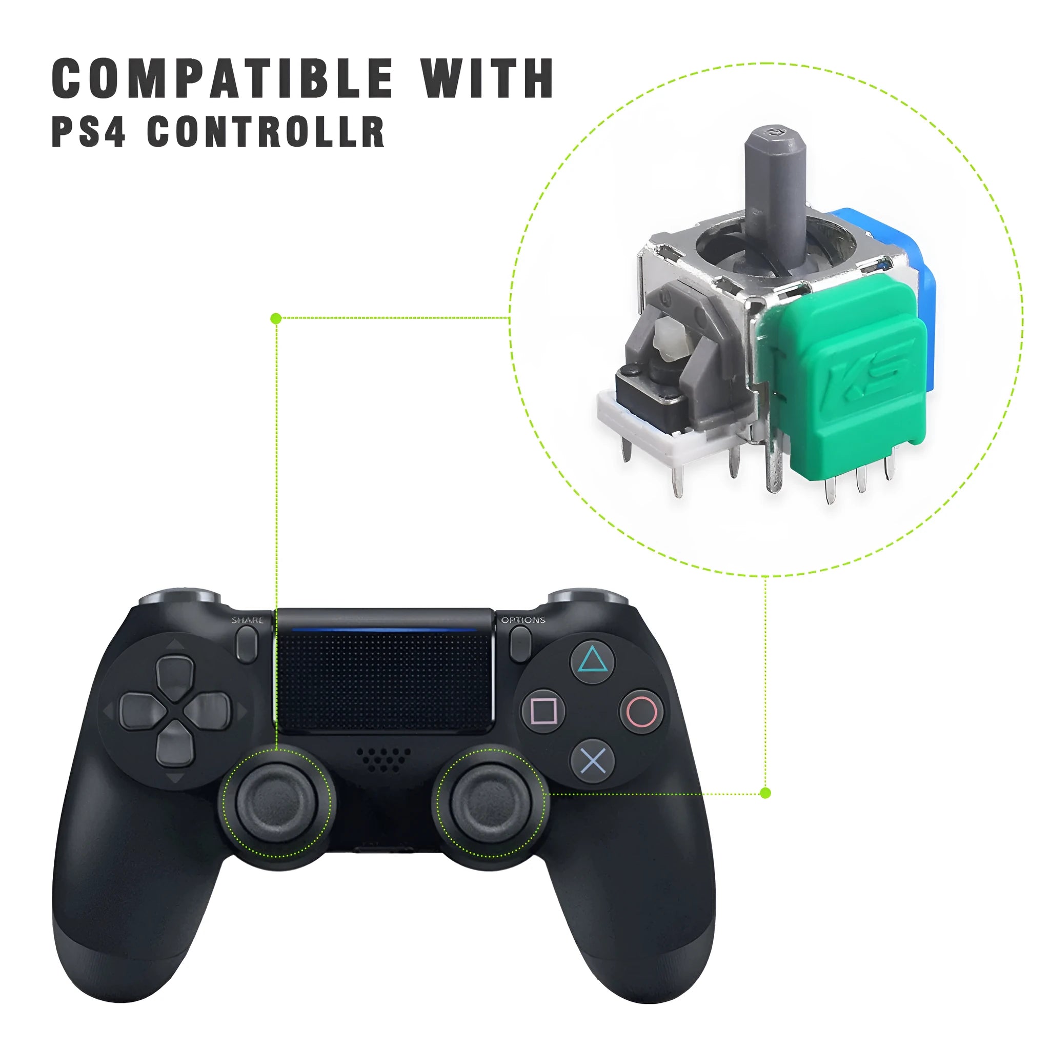 Hall effect electromagnetic joystick replacement module for PS5, PS4, XBOX and Switch game controllers