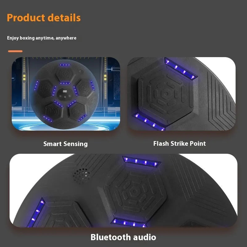 Smart music boxing machine wall mounted PU reaction target in black for home training