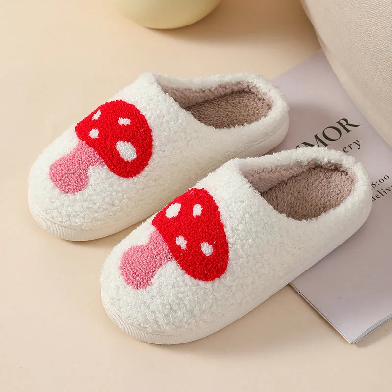 Women's plush cartoon love style slippers with non-slip PVC sole in Big Love colour.