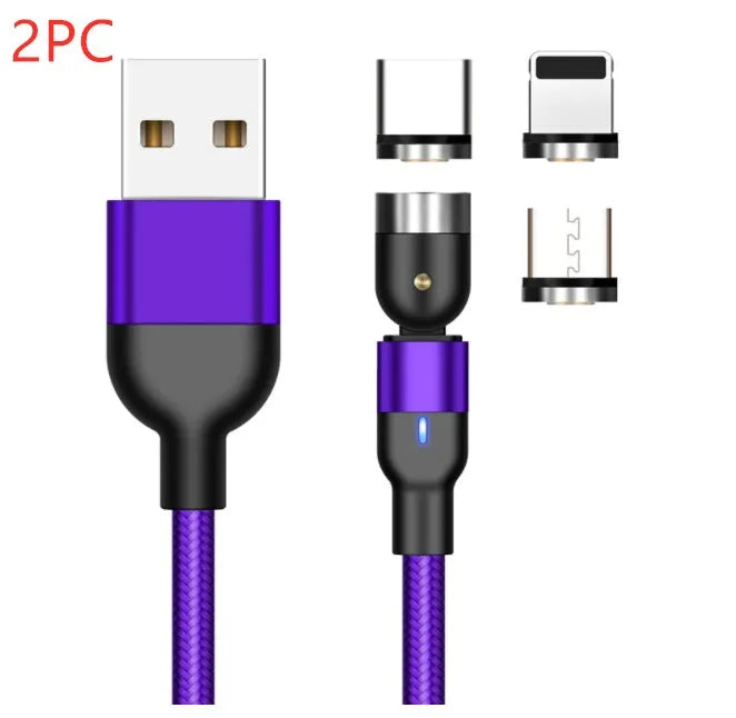 Essager 360-degree rotating magnetic USB charging cable with blue LED indicator and aluminium alloy shell