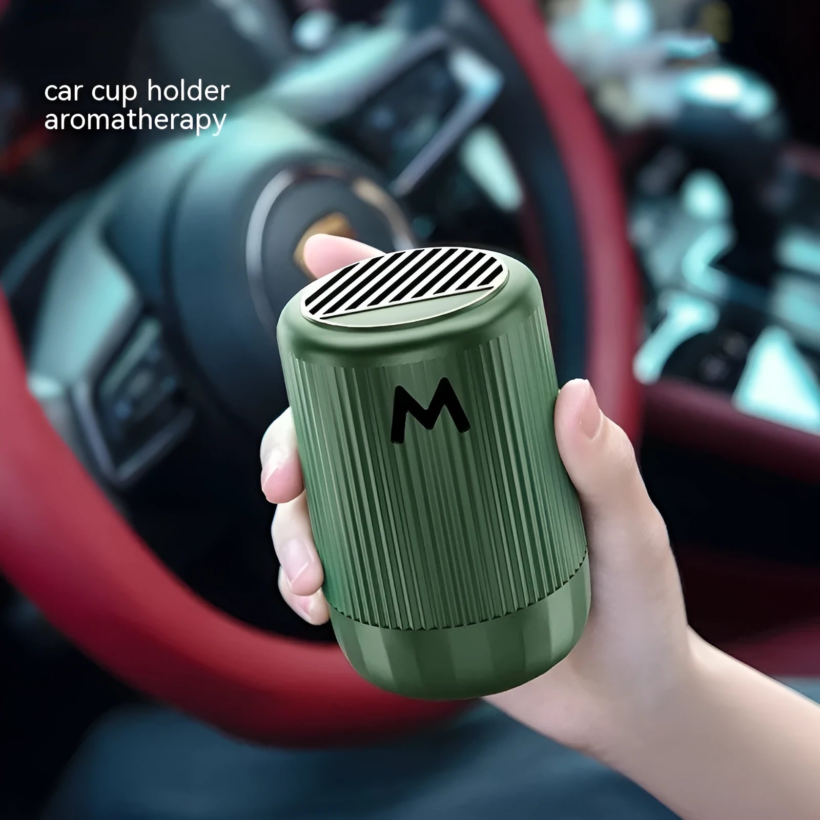 Solid car aromatherapy decoration cup in chosen colour, measuring 10cm by 6cm.