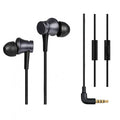 Piston in-ear wired headphones with 3.5mm jack in black, blue, and red colour options