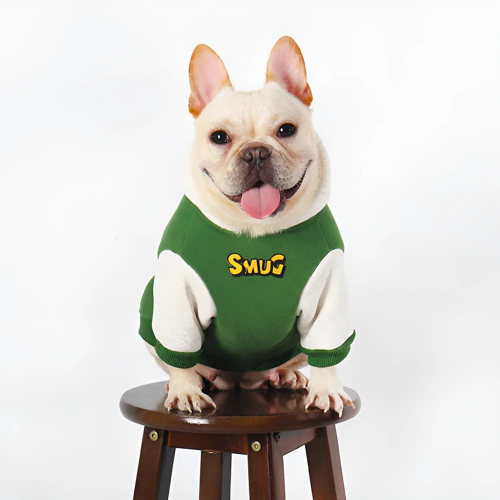 Green cotton dog jacket for autumn and winter wear, sized for large breeds.