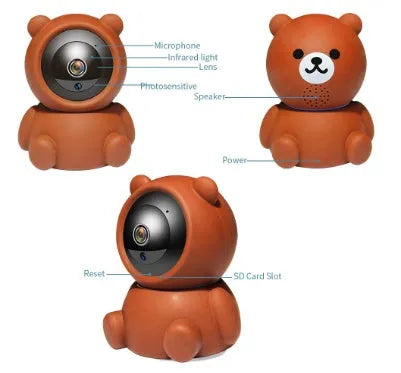 Bear 1080P WiFi indoor security camera with infrared night vision LEDs