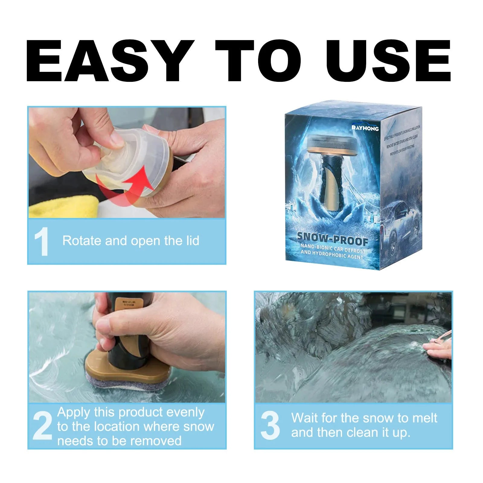 Compact PE car snow brush with hydrophobic nano coating for winter snow and ice removal