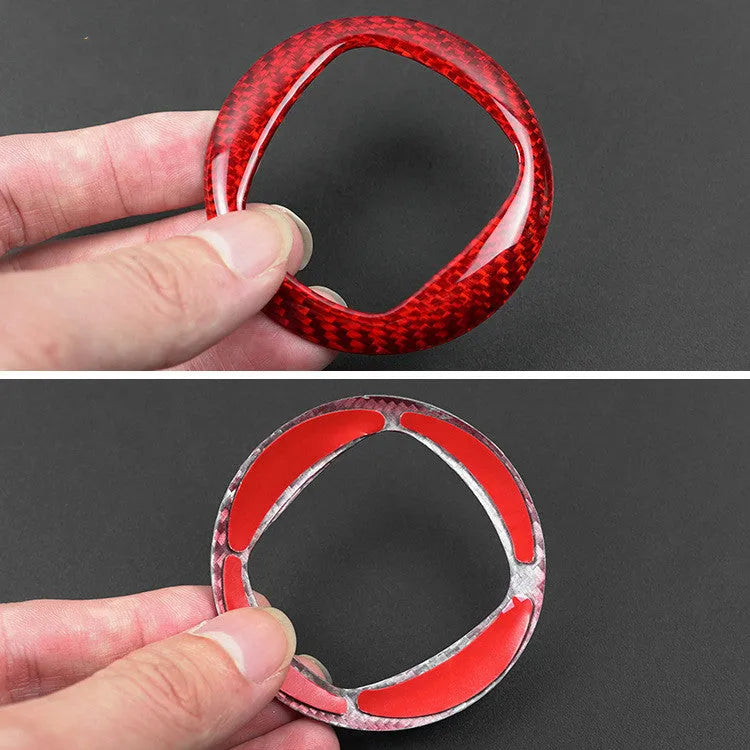 Real dry carbon fibre steering wheel decorative sticker frame in black and red colour options