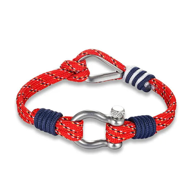 Cotton rope chain umbrella bracelet with toggle clasp and stainless steel charm, adjustable 21.5cm length, black colour