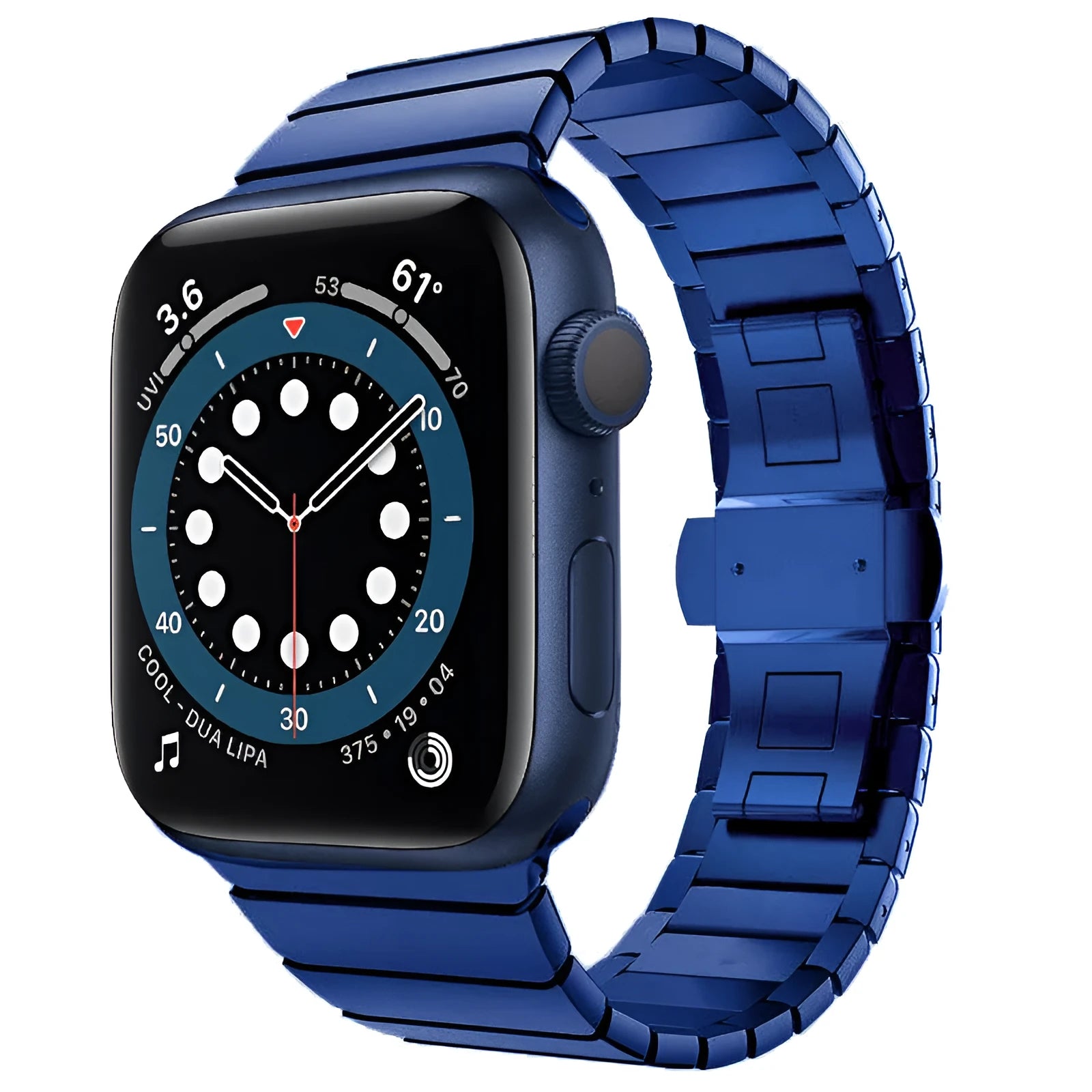 Silver stainless steel metal chain strap with butterfly buckle for Apple Watch