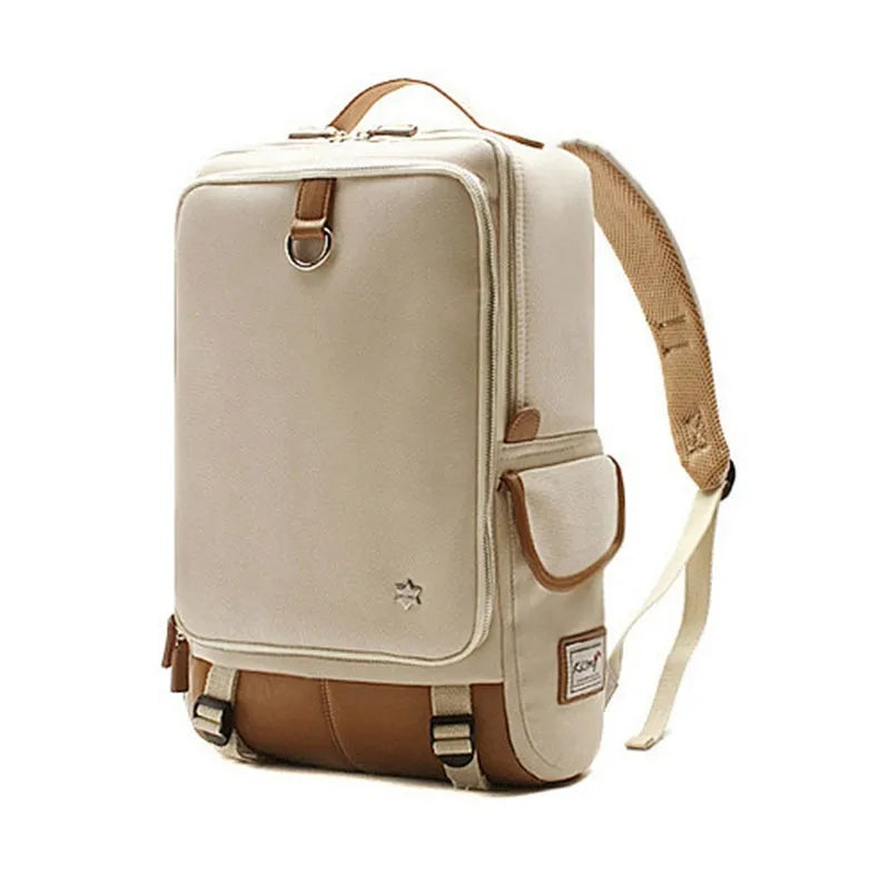 Modern men's Oxford cloth backpack in seven colour options showing 30x16x46cm dimensions