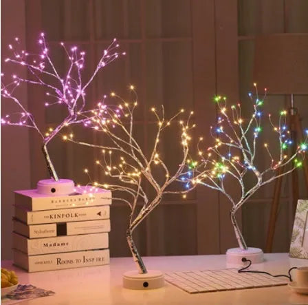LED Christmas tree night light with touch switch, 50-60cm tall, plastic and copper wire construction, 108 firefly LEDs