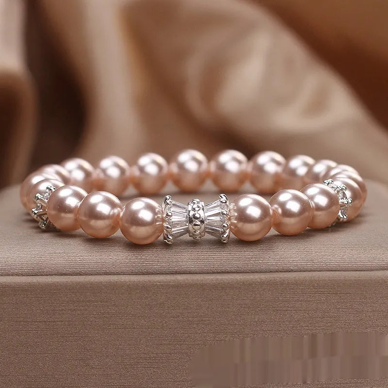Light purple aurora imitation pearl bracelet for women in dream purple with electroplated finish