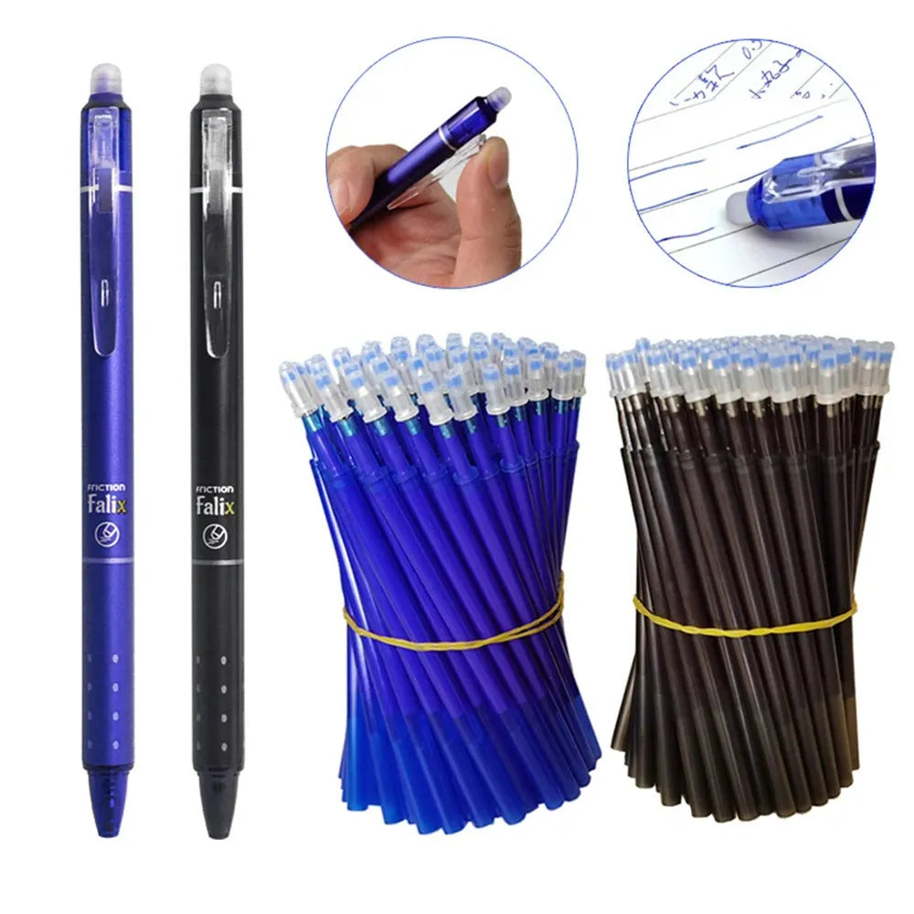 Hot erasable push gel pen with 0.5mm stainless steel nib for elementary school students