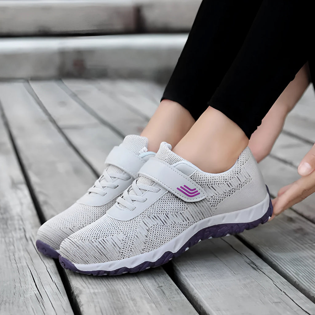 Women's low top wedge heels with velcro closure and breathable mesh upper in autumn colours
