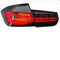BMW 3 Series aftermarket LED tail light assembly in red or smoked black for 12-15 model years.