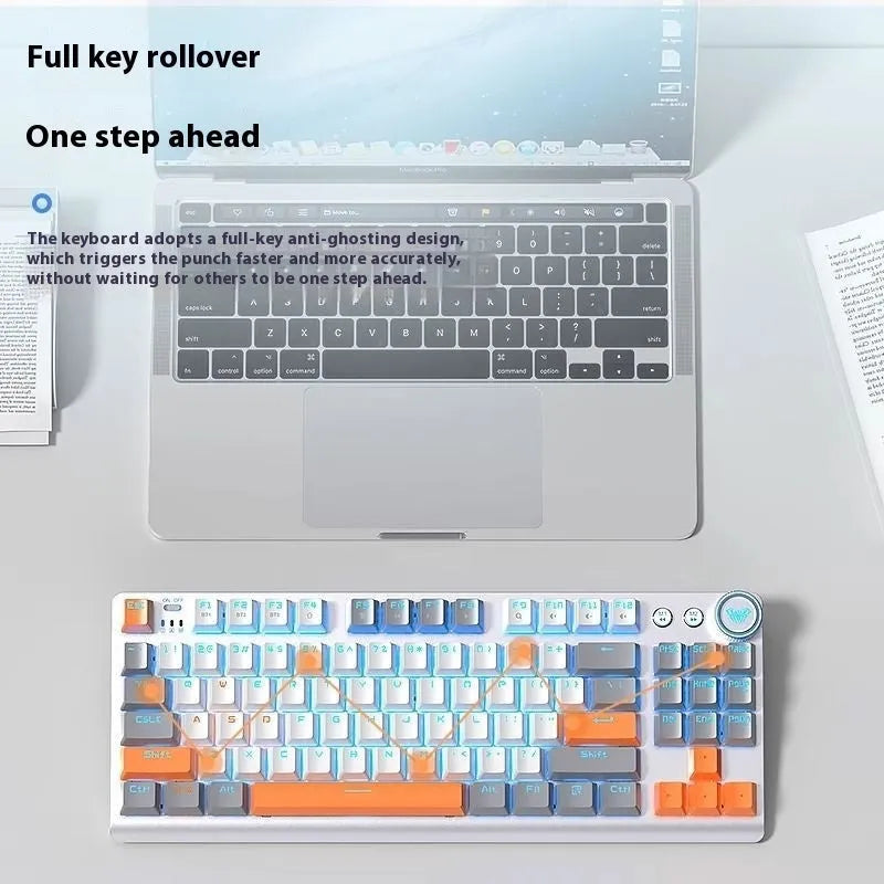 Wireless mechanical keyboard with side engraving and metal case in selected colour