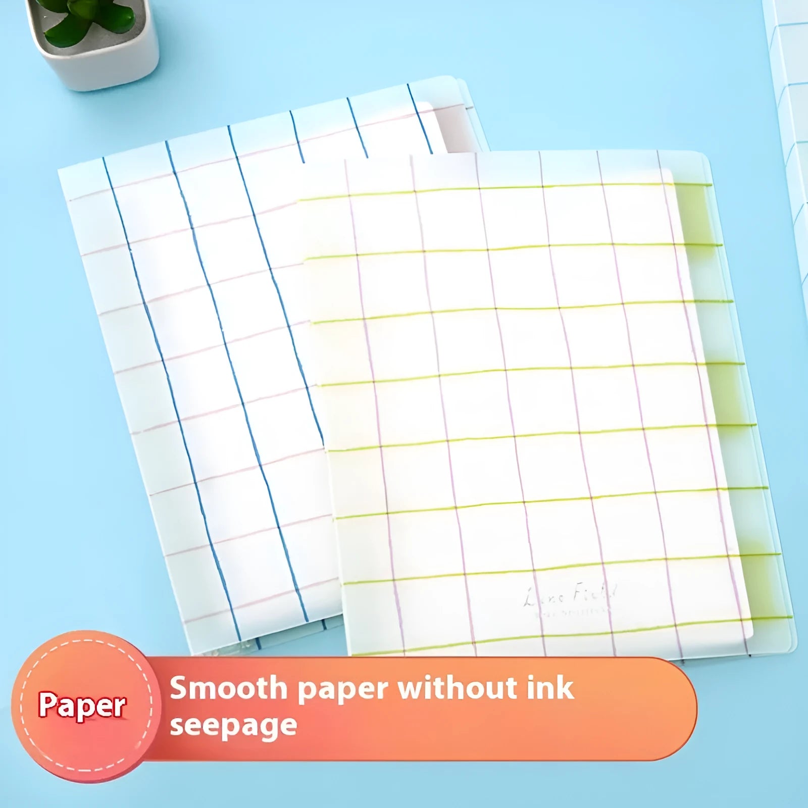Refillable loose-leaf notebook in pastel blue with transparent PP cover and B5 size
