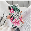 Pink floral TPU phone case back cover for iPhone, simple design, slim fit