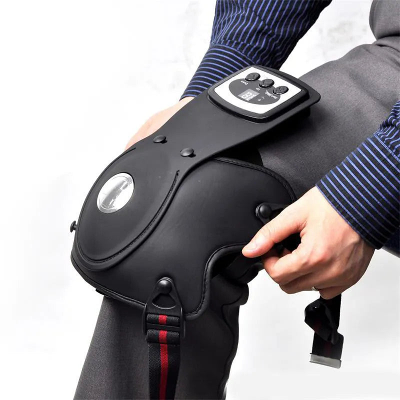 Infrared knee and shoulder massager with adjustable temperature control and included pads.
