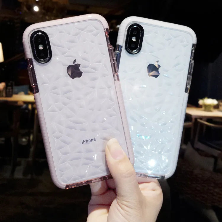 TPU striped phone case back cover for iPhone in black, pink, and white colour options