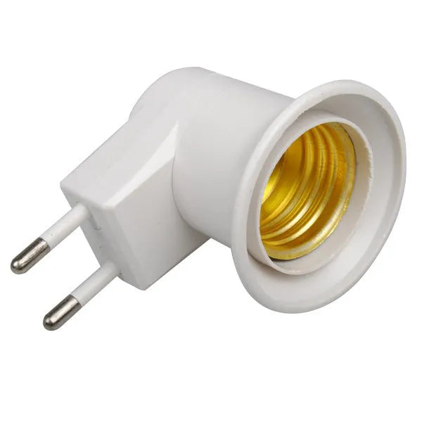 White E27 screw lamp holder wall plug adapter with integrated on/off switch