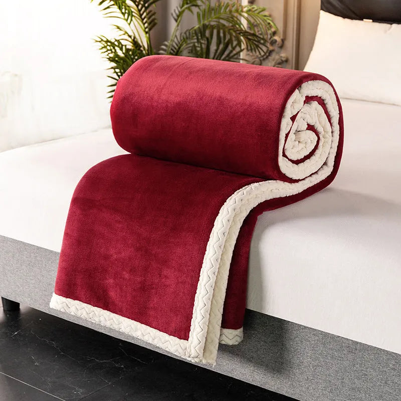 Thick 530 GSM coral fleece blanket in grey - double layer polyester with moisture removal