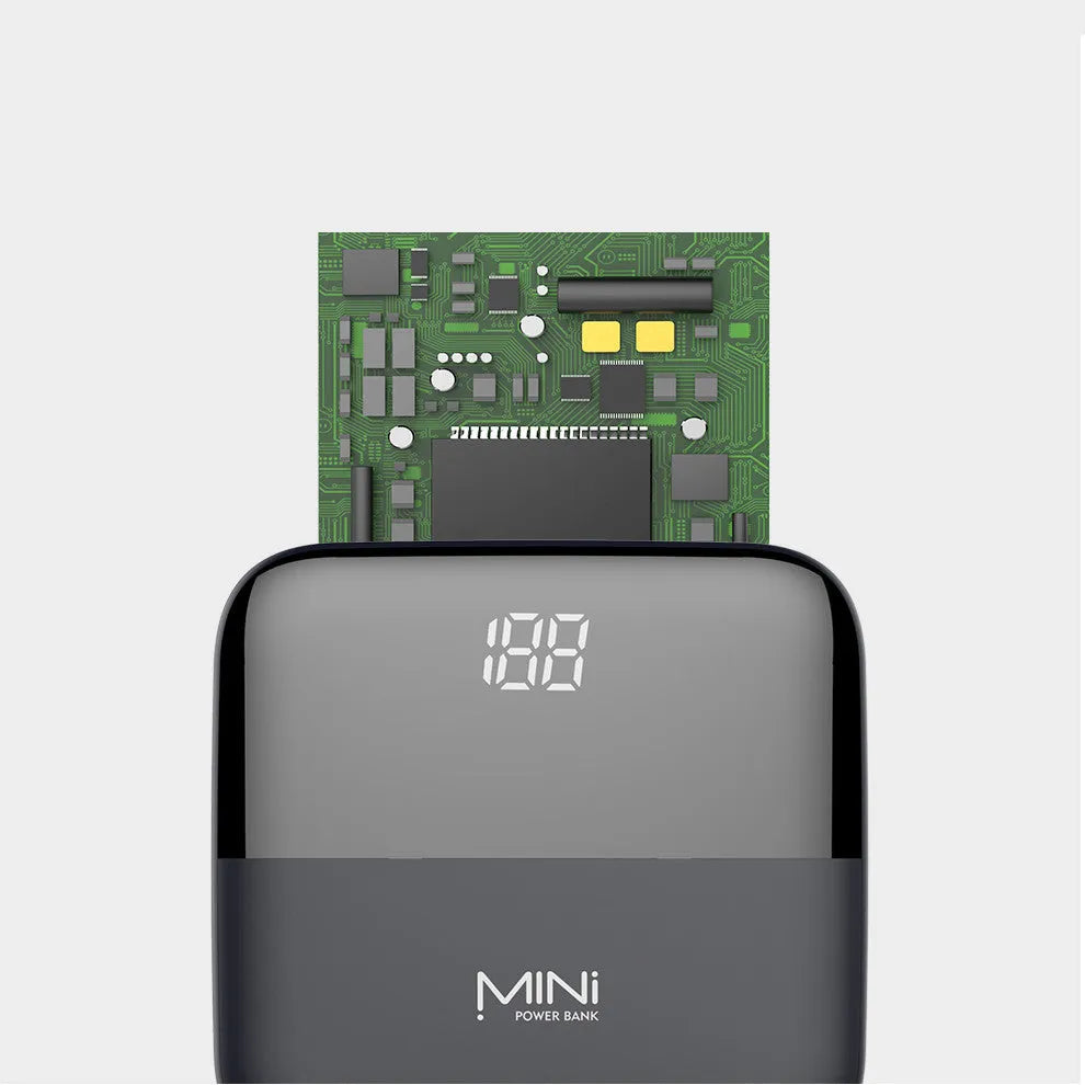 10000mAh Android portable power bank with digital display and dual USB output, plastic shell, colour black