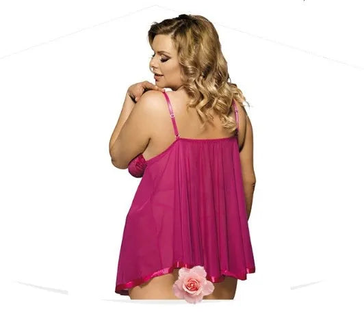 Women's purple mesh sling dress sleepwear with lace trim, seamless construction
