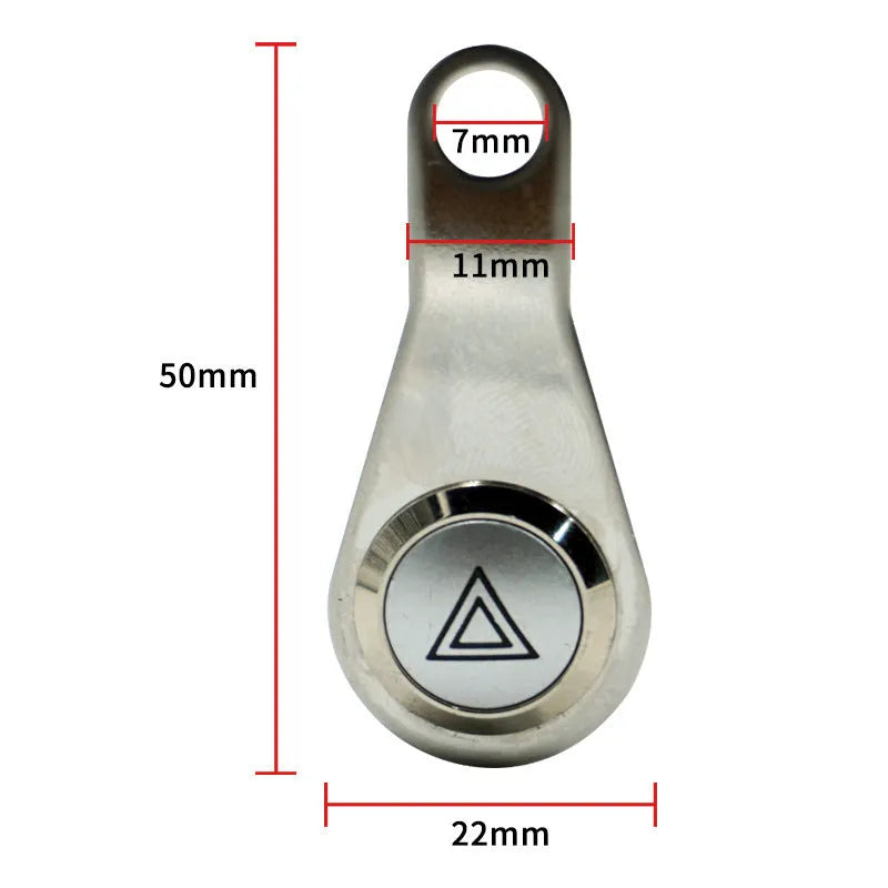 Black motorcycle double flash switch with metal button and LED light ring for lighting control