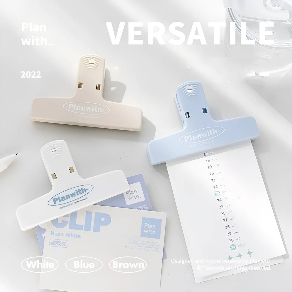 RosyPosy Haze Series magnetic bill clip in haze blue colour showing document holding function