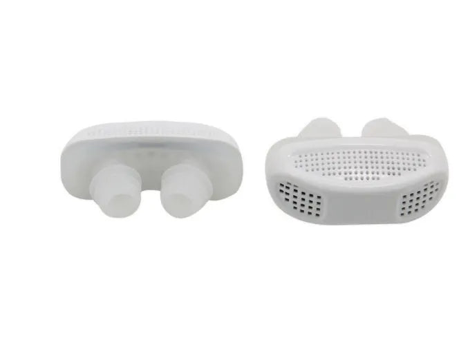 Stop Snore Device nose clip in blue, white and red made from ABS and silicone for snoring relief