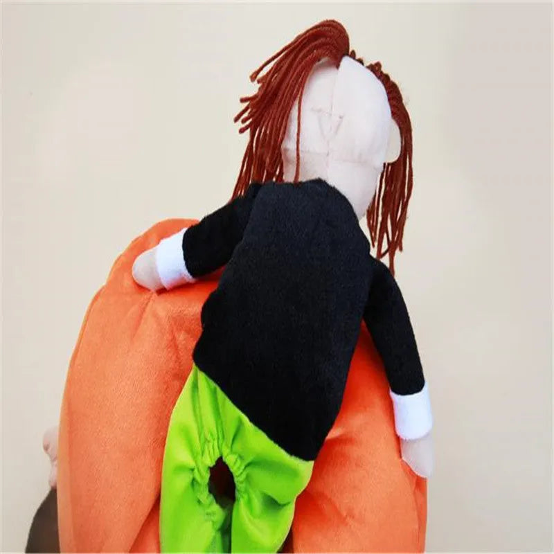 Orange cotton pet Halloween pumpkin costume for dogs with Velcro adjustable bust