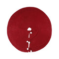 Wine red acrylic Christmas tree skirt 120cm diameter on floor under tree base