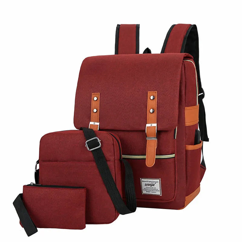 Three-piece business computer backpack in Oxford cloth with curved shoulder strap