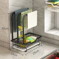 Foldable plastic kitchen rack for wall mounting or desktop rag storage and draining