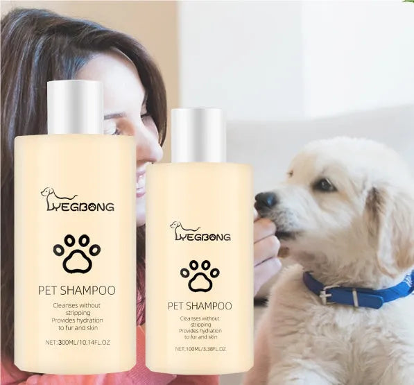 Mild dog shampoo bottle in 100ml or 300ml size for soft, tangle-free coats